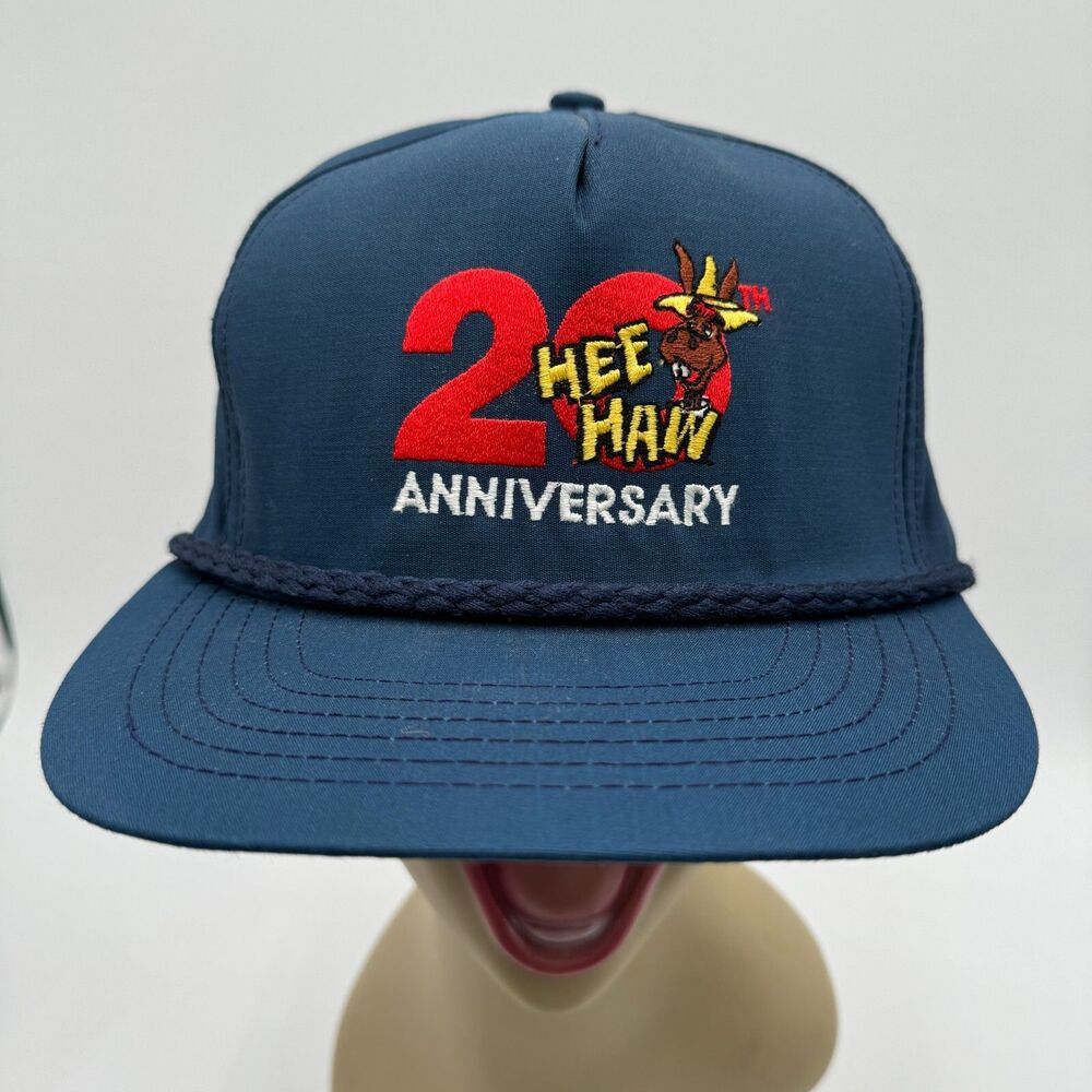 Vintage Hee Haw 20th Anniversary Trucker Hat Rope Snapback Humor 80s 90s USA